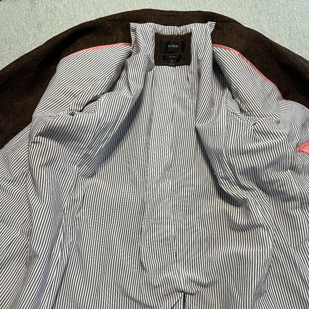 J CREW BRISTOL DOUBLE BREASTED BLAZER DARK CHOCOLATE WOOL HERRINGBONE SIZE 6 - Picture 7 of 12
